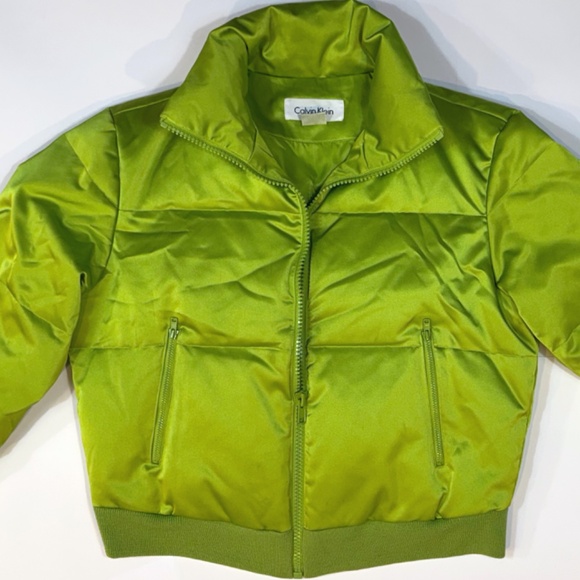 Green Silk Clavin Cline Puffy Jacket - Picture 3 of 6